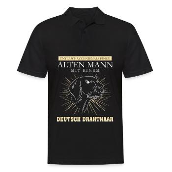 Deutsch Drahthaar - Männer Poloshirt - Schwarz - Vorne - Kai (181cm)