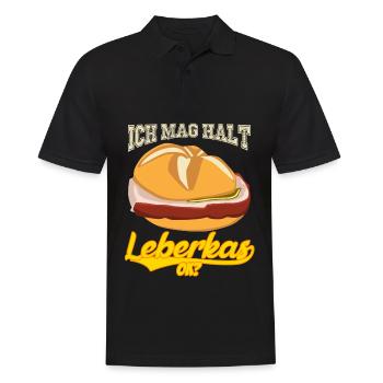 Leberkäse Ich mag Leberkas - Männer Poloshirt - Schwarz - Vorne - Kai (181cm)