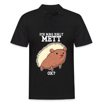 Mettigel Hackfleisch Ich mag Mett - Männer Poloshirt - Schwarz - Vorne - Kai (181cm)