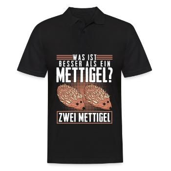Mettigel Hackfleisch Spruch Mett - Männer Poloshirt - Schwarz - Vorne - Kai (181cm)