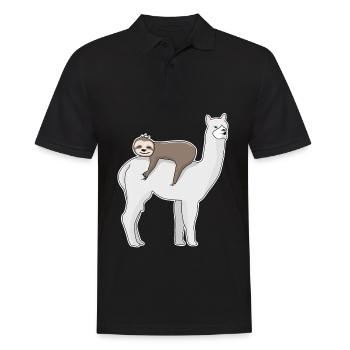 Looked in Sloth Alpaca Looked in - Men's Polo Shirt - black - Front - Kai (181cm)
