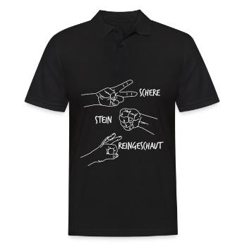 Reingeschaut Schere Stein Reingeguckt - Männer Poloshirt - Schwarz - Vorne - Kai (181cm)