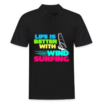 Windsurfing Surfer Windsurfen Windsurfer - Männer Poloshirt - Schwarz - Vorne - Kai (181cm)