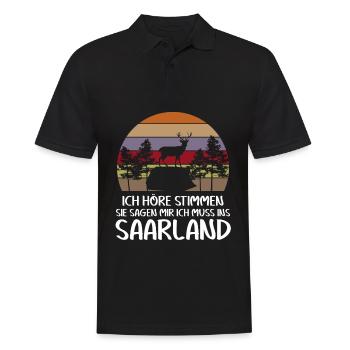 Saarländer Ich höre Stimmen Saarland - Männer Poloshirt - Schwarz - Vorne - Kai (181cm)