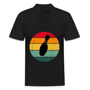 Vintage Retro Bowling Kegeln Sport Freizeit - Männer Poloshirt - Schwarz - Vorne - Kai (181cm)