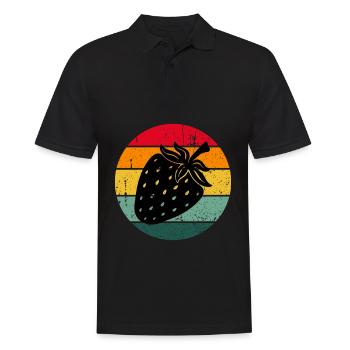 Vintage Retro Strawberry Fruit Fruit Strawberries - Men's Polo Shirt - black - Front - Kai (181cm)