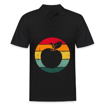 Vintage Retro Apple Fruit Apple Tree Gift Idea - Men's Polo Shirt - black - Front - Kai (181cm)