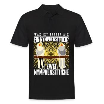 Nymphensittich Zwei Nymphensittiche - Männer Poloshirt - Schwarz - Vorne - Kai (181cm)