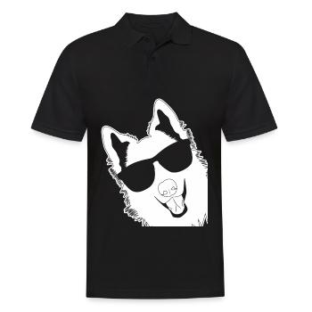 Chien de berger blanc avec lunettes de soleil - Polo Homme - noir - Devant - Kai (181cm)