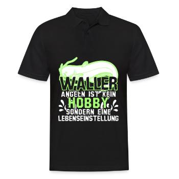 Waller Angeln Fischen Fischer Angler - Männer Poloshirt - Schwarz - Vorne - Kai (181cm)
