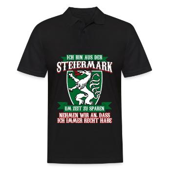 Steiermark Steirer Österreich - Männer Poloshirt - Schwarz - Vorne - Kai (181cm)