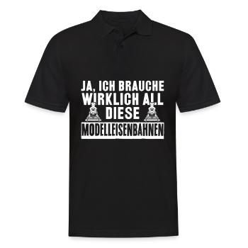 Modelleisenbahn Eisenbahn Dampflok - Männer Poloshirt - Schwarz - Vorne - Kai (181cm)