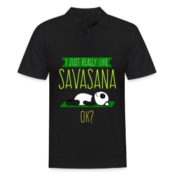Savasana Panda Pandabär Yoga - Männer Poloshirt - Schwarz - Vorne - Kai (181cm)