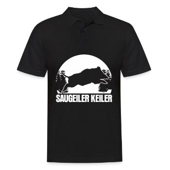 Keiler Geiler Wildsau Jagt Jägerin Jäger - Männer Poloshirt - Schwarz - Vorne - Kai (181cm)