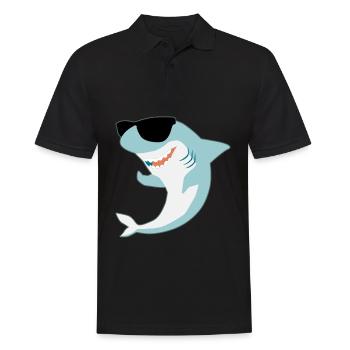 Megalodon with sunglasses shark - Men's Polo Shirt - black - Front - Kai (181cm)