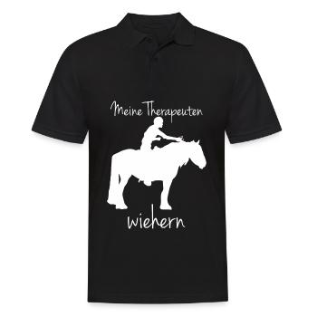 Irish Tinker Pferde Therapie Reiten - Männer Poloshirt - Schwarz - Vorne - Kai (181cm)