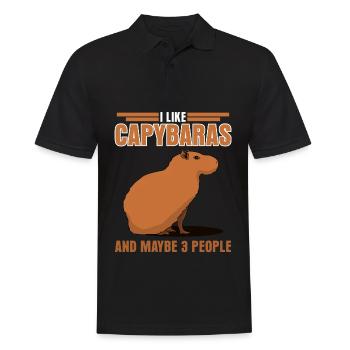 Capybara Wasserschwein Capybaras - Männer Poloshirt - Schwarz - Vorne - Kai (181cm)