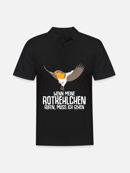 Rotkehlchen Vogel - Männer Poloshirt - Schwarz