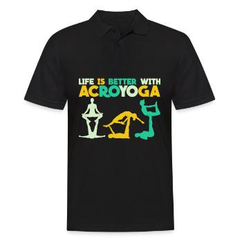 Savasana Acroyoga Retro Acro Yoga - Männer Poloshirt - Schwarz - Vorne - Kai (181cm)