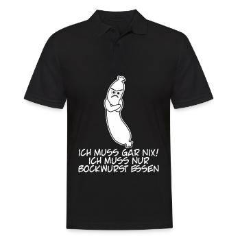 Bockwurst Ich muss gar nix Bratwurst - Männer Poloshirt - Schwarz - Vorne - Kai (181cm)