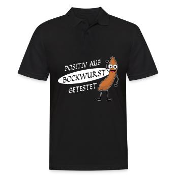 Bockwurst Wurst Positiv Bratwurst - Männer Poloshirt - Schwarz - Vorne - Kai (181cm)