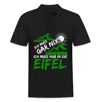 Eifel Eifeler Ich muss gar nix Eifler - Männer Poloshirt - Schwarz - Vorne - Kai (181cm)