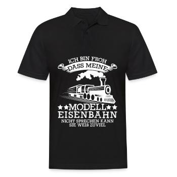 Modellbahner Spruch Witz Modelleisenbahn - Männer Poloshirt - Schwarz - Vorne - Kai (181cm)