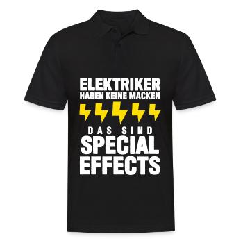 Elektriker Strom Witz Elektromeister - Männer Poloshirt - Schwarz - Vorne - Kai (181cm)