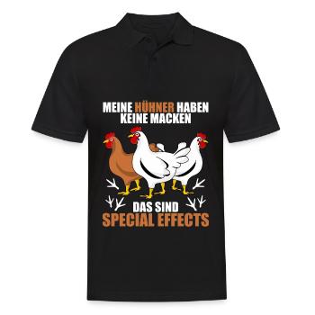 Hühner Hühnerstall Spruch mit Huhn - Männer Poloshirt - Schwarz - Vorne - Kai (181cm)
