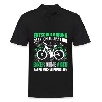E-Bike Akku Fahrrad E-Biker EBike - Männer Poloshirt - Schwarz - Vorne - Kai (181cm)