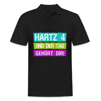 Arbeitsamt Hartz IV Arbeitslos Gehalt - Männer Poloshirt - Schwarz - Vorne - Kai (181cm)
