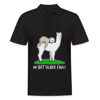 Faultier faul mit Alpaka Faultiere - Männer Poloshirt - Schwarz - Vorne - Kai (181cm)