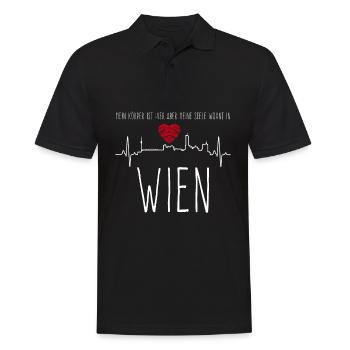 Vienna Architecture ECG Building Heart Viennese - Men's Polo Shirt - black - Front - Kai (181cm)