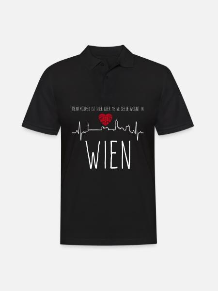 Wien Architektur EKG Gebäude Herz Wiener - Männer Poloshirt - Schwarz