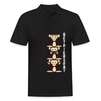 Betriebsrat 3 Affen Betriebsrätin - Männer Poloshirt - Schwarz - Vorne - Kai (181cm)