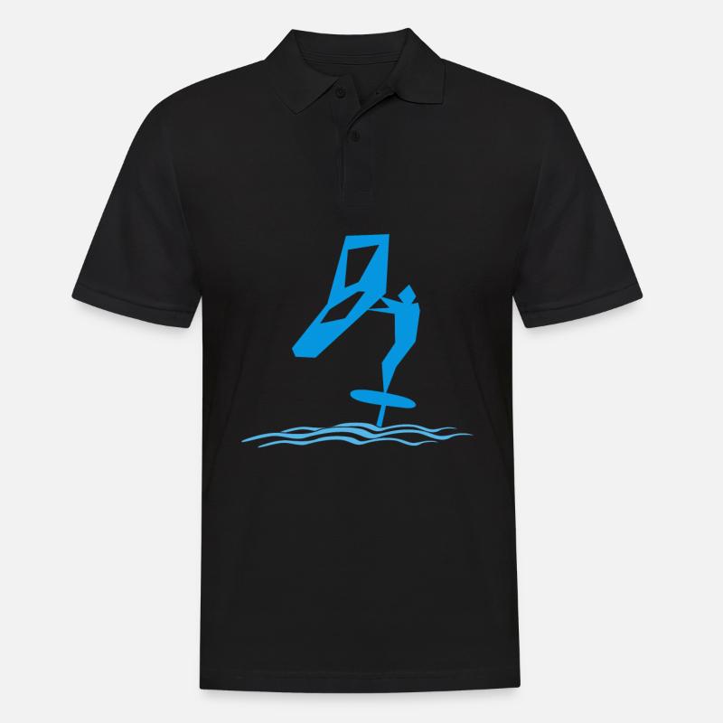 Wing Foiling Hydrofoiling Wing Surf - Männer Poloshirt - Schwarz