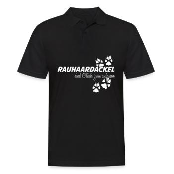 Rauhaardackel Glück Dachshund - Männer Poloshirt - Schwarz - Vorne - Kai (181cm)