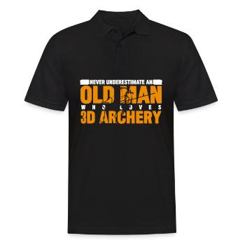 3D Bogensport Alter Mann Bogenschießen - Männer Poloshirt - Schwarz - Vorne - Kai (181cm)