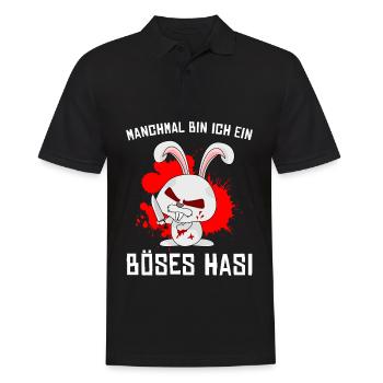 Böses Hasi mit bösem Hasen Psychopath - Männer Poloshirt - Schwarz - Vorne - Kai (181cm)
