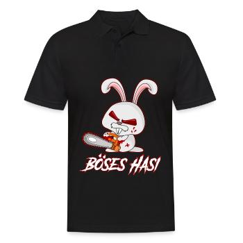 Böses Hasi Kettensäge mit bösem Hasen - Männer Poloshirt - Schwarz - Vorne - Kai (181cm)