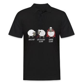 Schäfchen Unschaf Schaf Schafe - Männer Poloshirt - Schwarz - Vorne - Kai (181cm)