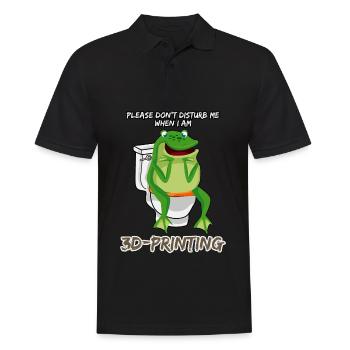 3D-Drucker Frosch beim Kacken 3D Drucker - Männer Poloshirt - Schwarz - Vorne - Kai (181cm)