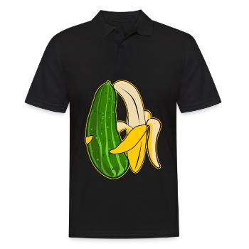 Banane und Gurke in Umarmung - Männer Poloshirt - Schwarz - Vorne - Kai (181cm)