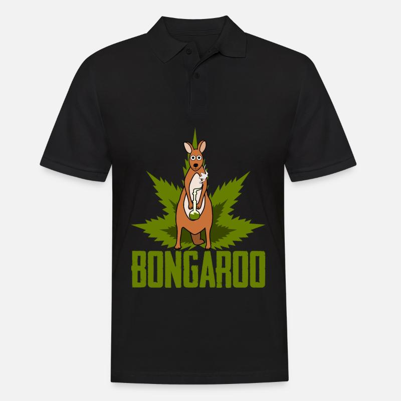 Känguru mit Hanf Wasserpfeife Kängurus - Männer Poloshirt - Schwarz