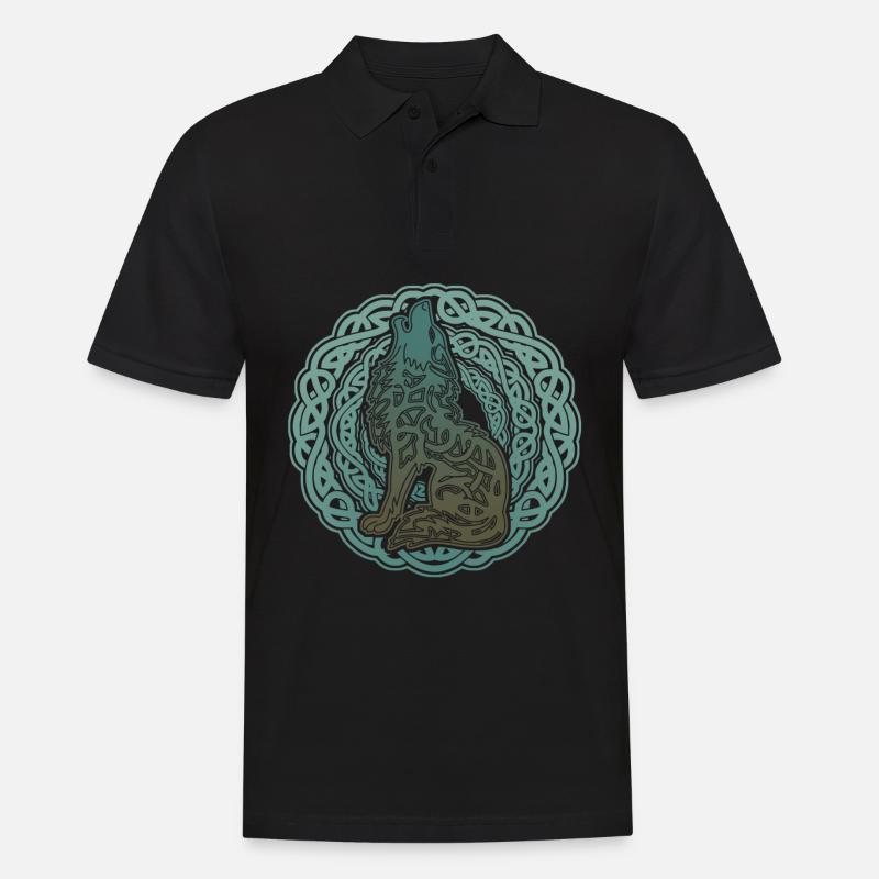 Wolf Odins Wikinger Wölfe Valhalla - Männer Poloshirt - Schwarz