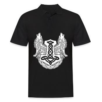 Wolf Odins Wölfe Odhin Wikinger Hammer - Männer Poloshirt - Schwarz - Vorne - Kai (181cm)