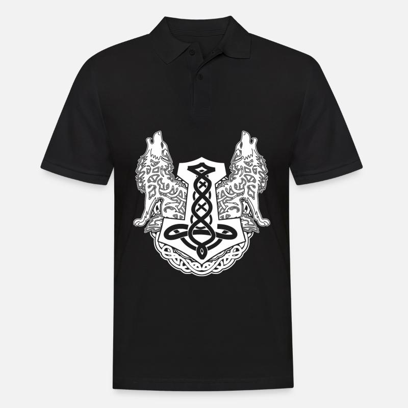 Wolf Odins Wölfe Odhin Wikinger Hammer - Männer Poloshirt - Schwarz