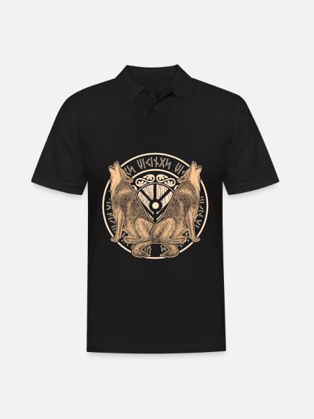 Wolf Odins Wikinger Schild Wölfe Odhin - Männer Poloshirt - Schwarz