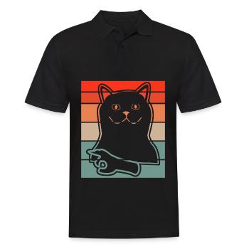 Regardé dans Chat Regardé dans - Polo Homme - noir - Devant - Kai (181cm)