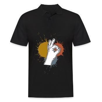 Regardé dans des taches rétro Regardé dans - Polo Homme - noir - Devant - Kai (181cm)